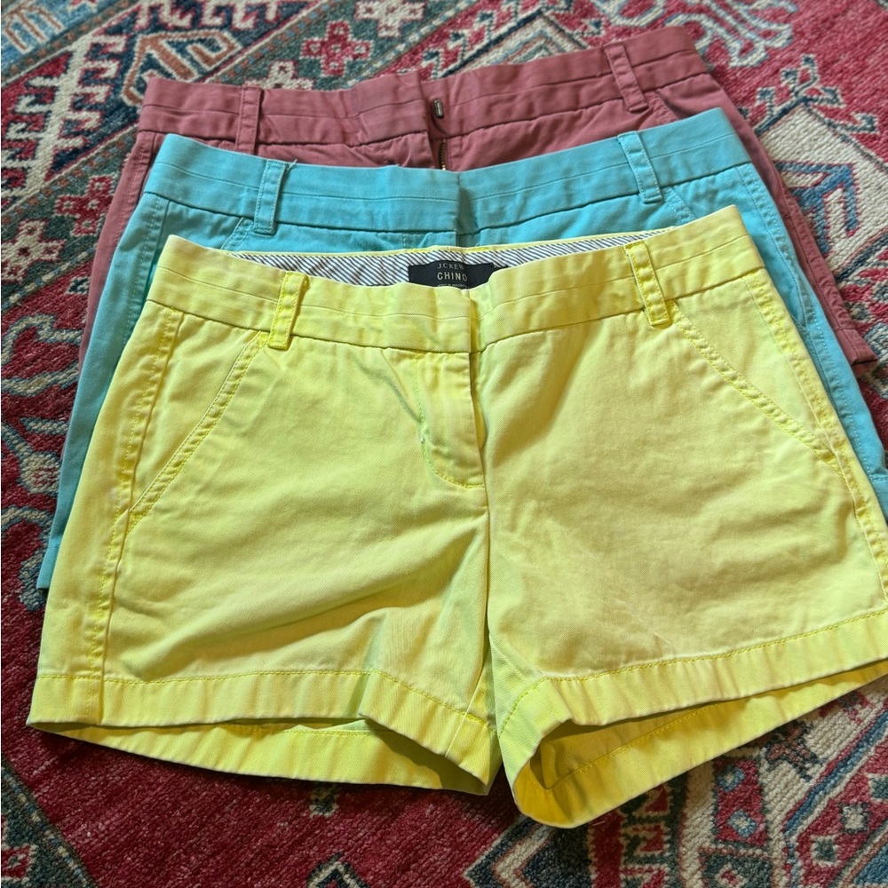 J. Crew Women's Chino Shorts - bundle of red, aqua, and bright yellow